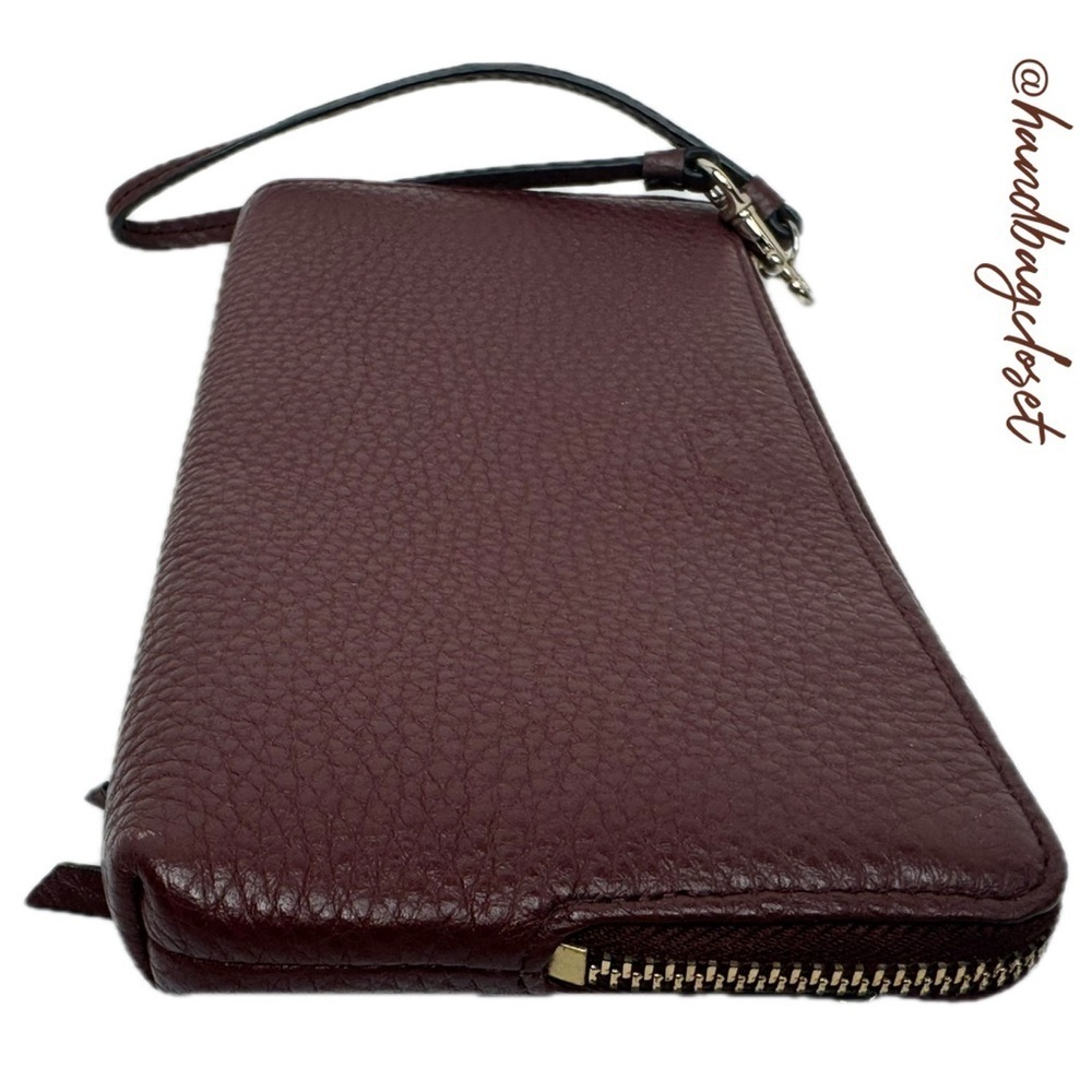 Coach Burgundy Oxblood Grain Leather Wristlet Wallet - Picture 7 of 12